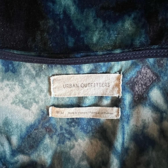 URBAN OUTFITTERS Dreamy Marbled Blue Velvet Stretch Bodycon Mini Dress Size Med - Picture 5 of 11